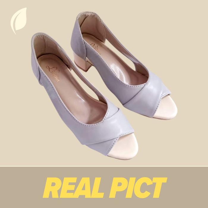Sepatu Perempuan Heels Hak Tahu Akexiya Livana Wanita Sintetis Premium Formal Kerja Casual Shoes Kek