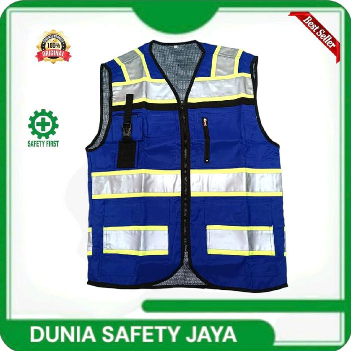 SAFETY VEST TERBARU REFLEKTOR 3M / ROMPI SAFETY WARNA BIRU BENHUR / ROMPI PROYEK