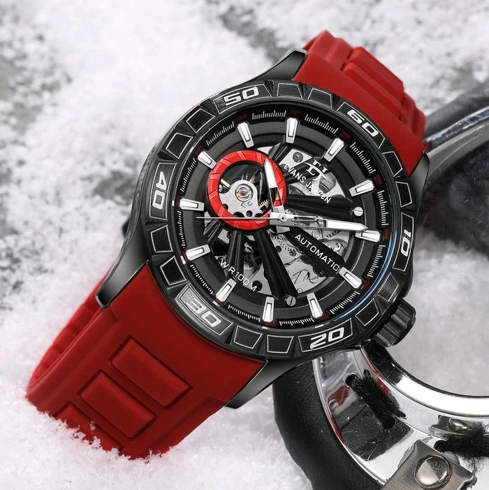 JAM TANGAN PRIA COWOK EVANS JAYDEN ORIGINAL EJ9565 RUBBER AUTOMATIC