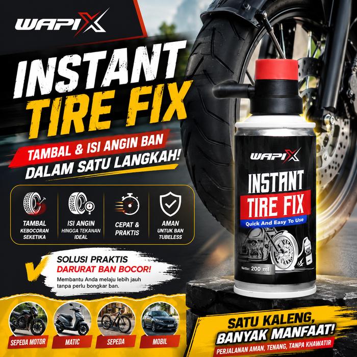 WAPIX - INSTANT TIRE FIX - Cairan ban tubeless anti bocor, Cairan ban tubeless motor, Cairan ban tub