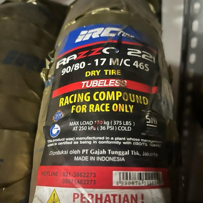 IRC ban balap soft compound, racing compound, 90/80-17 road race. Ban racing Motorcycle. Berbagai ti