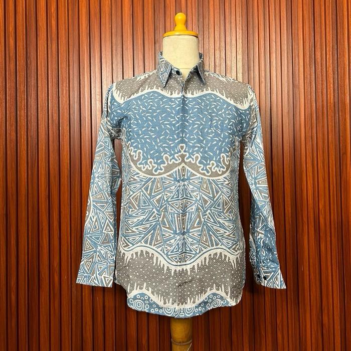 Kemeja batik pria bahan sutra dobby atbm serat nanas batik asli solo