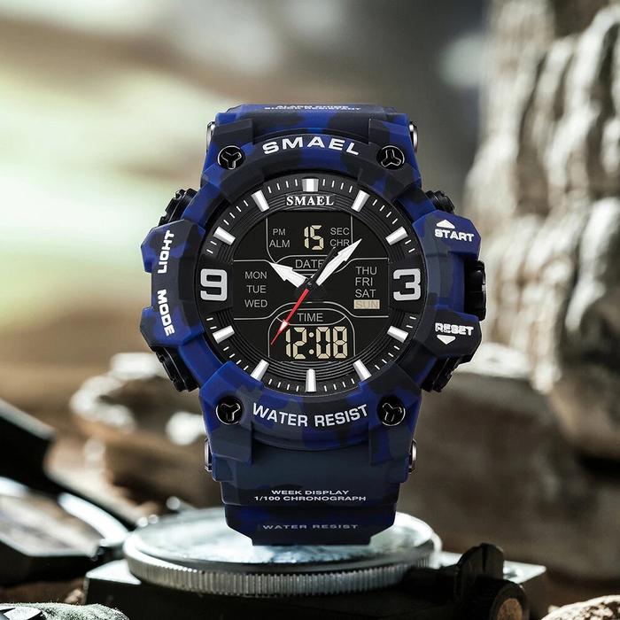 SMAEL 8049MC Jam Tangan Militer Kamuflase Olahraga LED Light Tahan Air