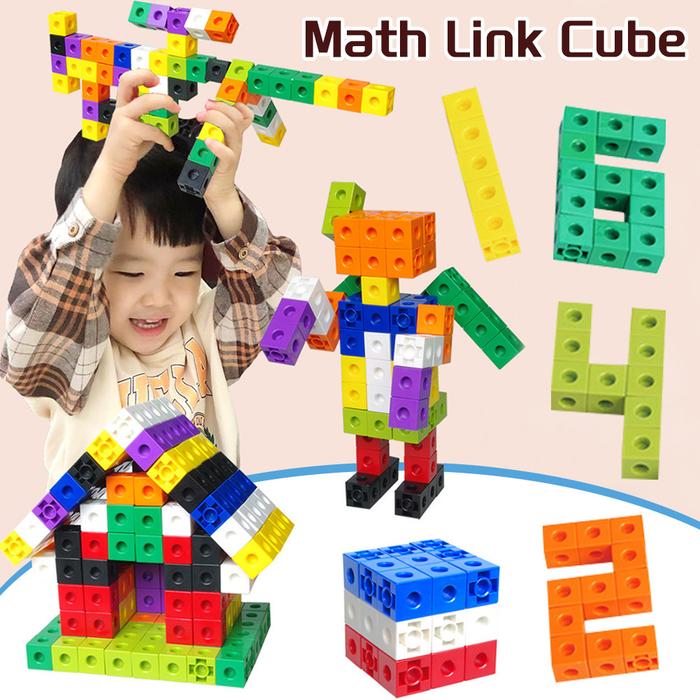 Mainan edukasi linking cubes, math link cube, Balok belajar matematika anak / Math Link Cubes 2x2cm 