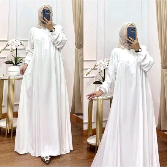 Gamis Polos - Gamis Bahan Crinkle Airflow - Dress Crinkle Airflow