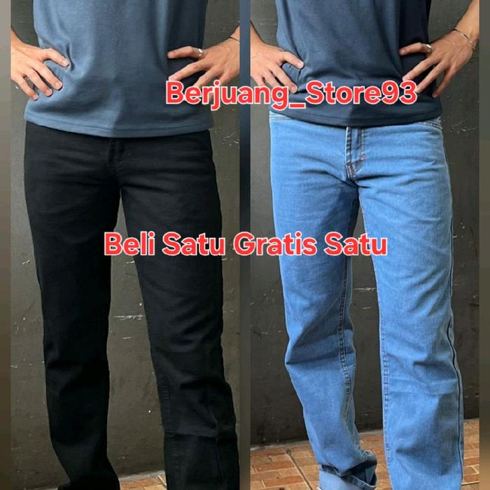 Promo Paket Hemat Celana Jeans Standar Premium Beli Satu Gratis Satu Bahan denim Berkualitas Tinggi/