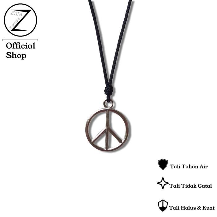 Zafa Kalung peace / kalung cowok / kalung cewek / kalung pria / kalung tali