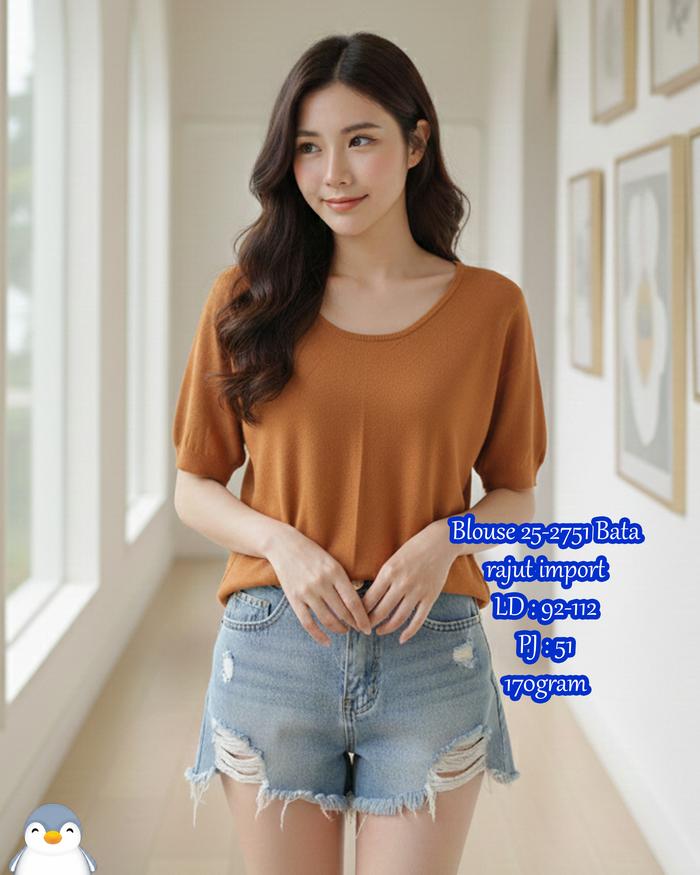 >> BFS - Blouse 25-2751 Bahan rajut import halus LD : 92 - 112