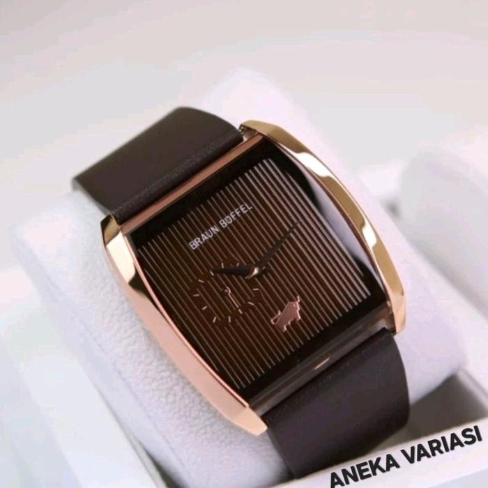 JAM TANGAN PRIA BRAUN BUFFEL ORIGINAL GARANSI 1 TAHUN ANTI AIR KULIT ASLI QUARTZ BROWN ROSEGOLD