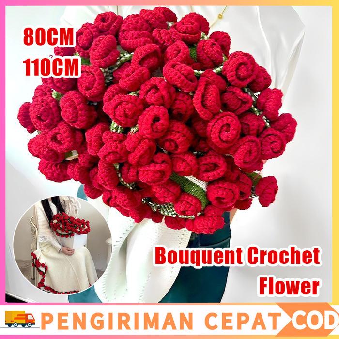 【COD】80cm/110cm Flower Bouquet Blanket Crochet /Selimut Bunga Rajut/ Selimut Rajut /Buket Bunga Raju