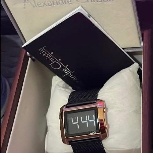 Alexandre Christie Jam Tangan Wanita Model 444 dengan Tampilan Digital dan Tali Hitam