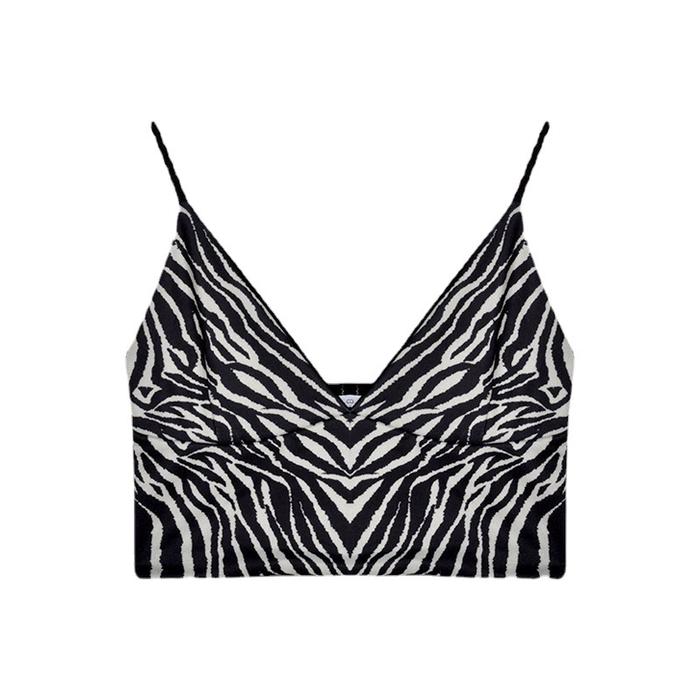 Tanktop model leher V motif zebra