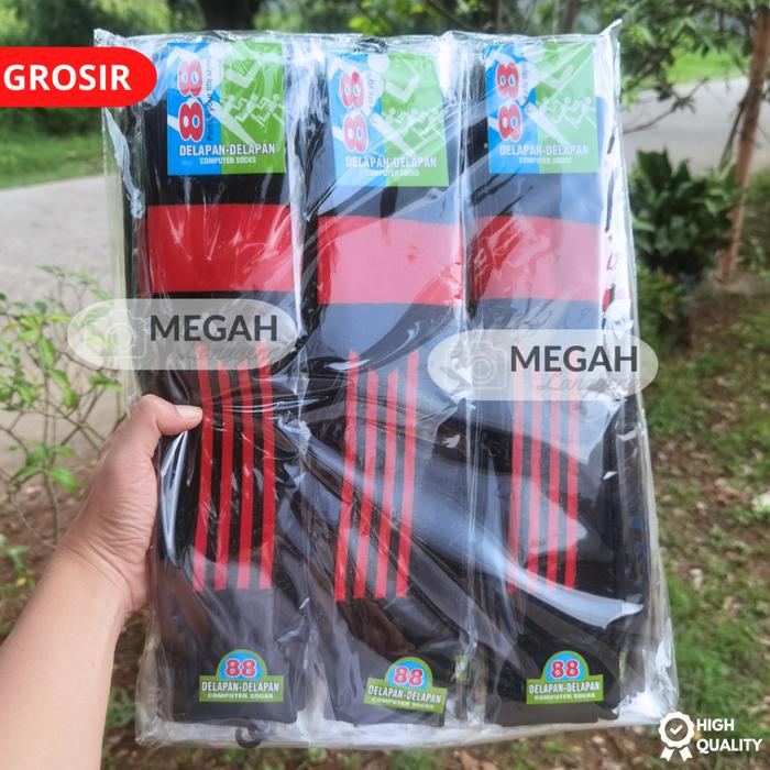 1 LUSIN KAOS KAKI SEPAK BOLA HITAM - KAOS KAKI BOLA - KAOS KAKI PANJANG SEPAK BOLA / FUTSAL / OLAHRA