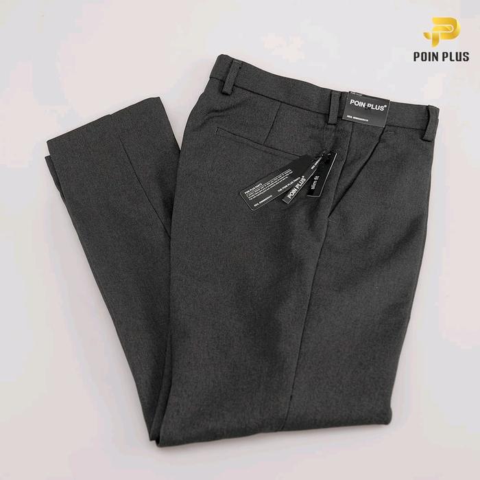 Celana Bahan Slimfit Poin Plus Pria Point Plus Kerja Abu Hitam Nyaman Kotak Katun Woll Formal Coklat