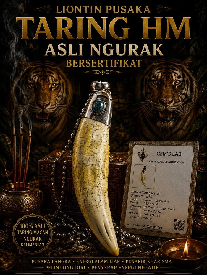 LIONTIN PUSAKA TARING HM ASLI NGURAK BERSERTIFIKAT