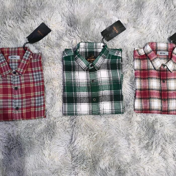 Kemeja pendek flanel emba original