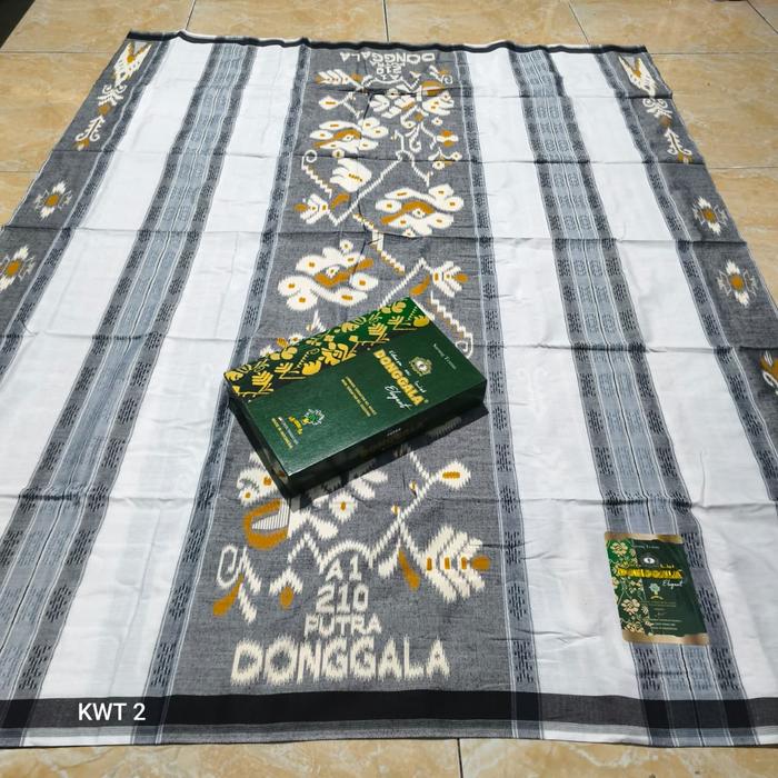SARUNG DONGGALA KUWAIT SERI PUTIH BAHAN RAYON SONGKET