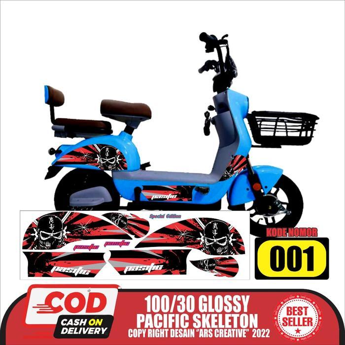 Stiker Striping Sepeda Listrik Pacific Skeleton Variasi ARS002 Ninja Doff/Glossy Semua Ready