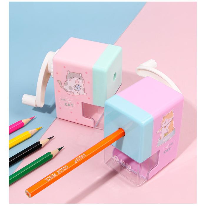 Rautan Pensil motif Kartun Rautan Pensil Tajam Rautan Putar Tangan  penggiling Pensil Portabel