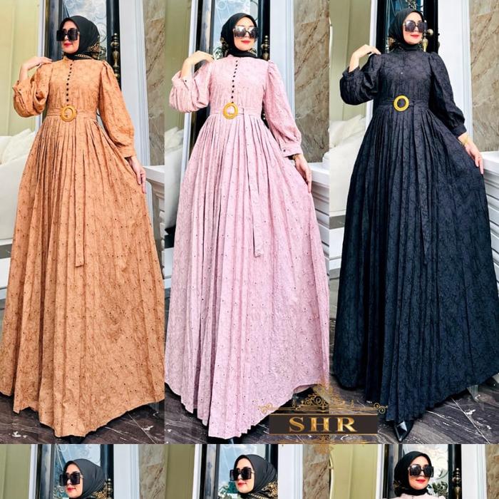 KODE FAHIRA DRESS 4 ori SHR gamis mewah bordir