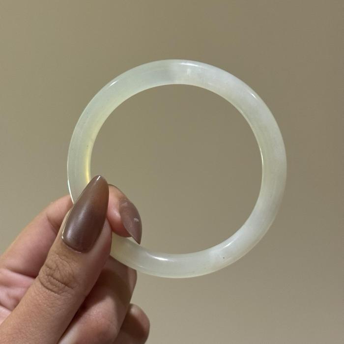 Gelang Bangle Tipis Giok Es Xiuyu Putih Es Putih Susu Putih Tulang Asli Alami