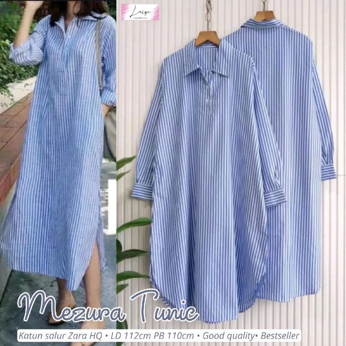 MEZURA TUNIK MIDI DRESS STRIPE JUMBO LD 112 CM SIZE XXL/TUNIK KATUN SALUR JUMBO