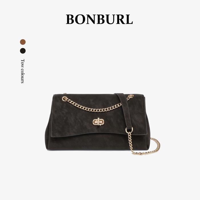 BONBURL Tas Selempang Wanita Textured Kulit Jeruk Premium Sling Bag Tali Rantai Mewah Kapasitas Besa