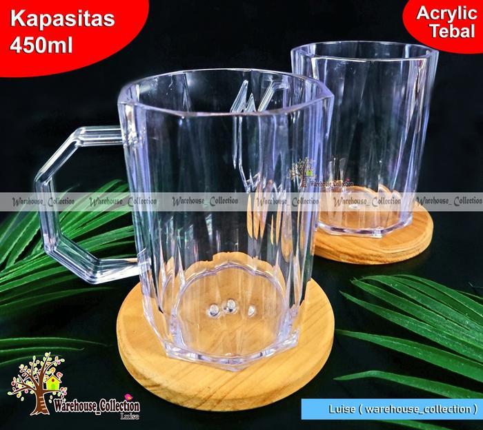 ( 6 pcs ) GELAS ES 400 ML TEBAL AKRILIK || GELAS GAGANG ACRYLIC 335 || GELAS PLASTIK BESAR MURAH ||