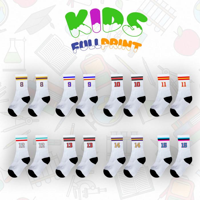 Kaos Kaki FullPrint Untuk Anak// ANGKA #8-15