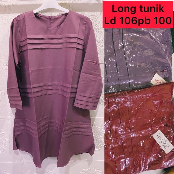 Long Tunik Katun Toyobo Gd Ungu/Pink/Maroon
