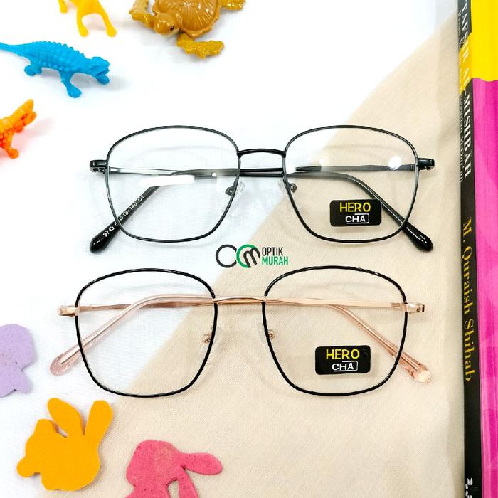 Frame kacamata vintage besi persegi cowok cewek Hero 9743