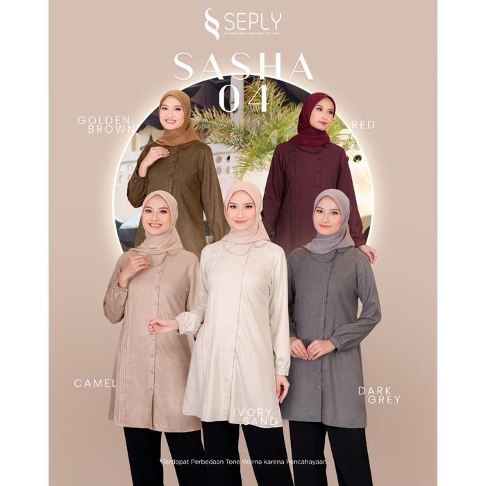 Seply tunik kemeja atasan wanita - Kemeja Terbaru - Sasha 04 - Camel - Ivory Sand - Dark Grey - Gol