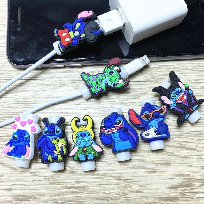 10Pcs/lot Disney Stitch USB Cable Protector Data Line Cord Protector