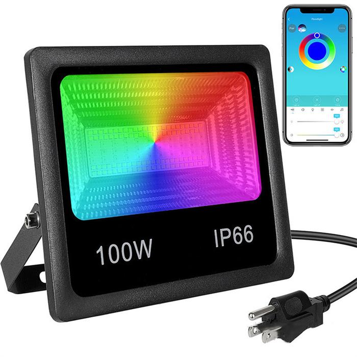 100W Smart RGB LED Flood Light Outdoor IP66 APP Control RGB Led Stage