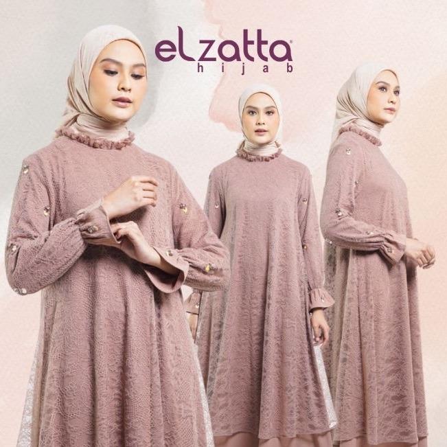 Elzatta Gamis Ruffles Chantily Al Bukhari Gamis Pesta Gamis Brukat Dress Muslim