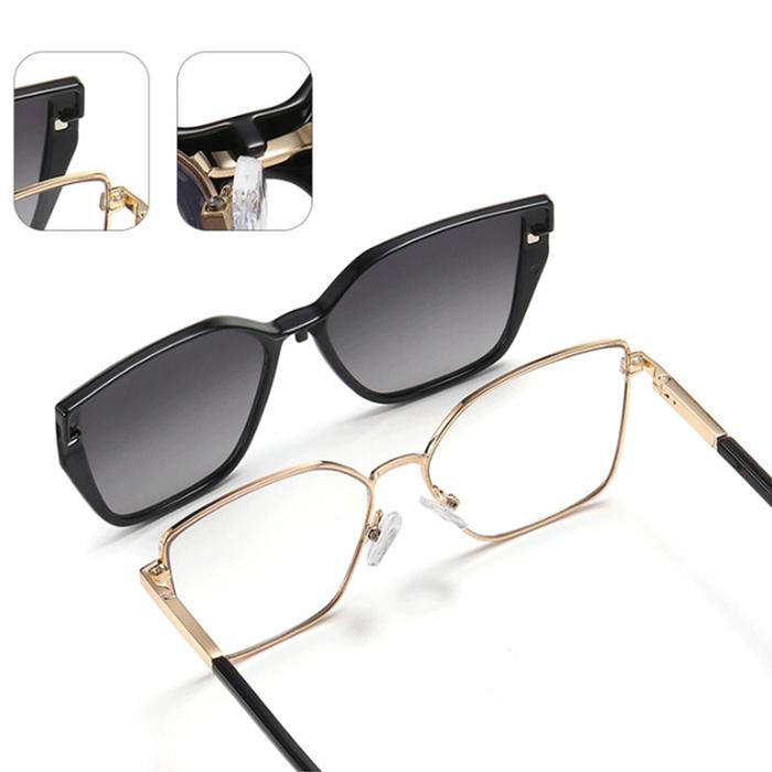 CCspace Magnet Clip On Optical Glasses Frame Women Reading Glasses With Polarized Sunglasses Lenses