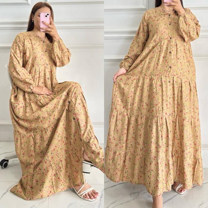 Dress midi gamis midi adela bahan rayon bali