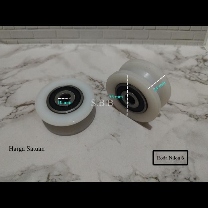 Roda Pagar Nilon ( Nylon ) 6 Tanpa Rumah / Bulat ( U )  dan Siku ( V )