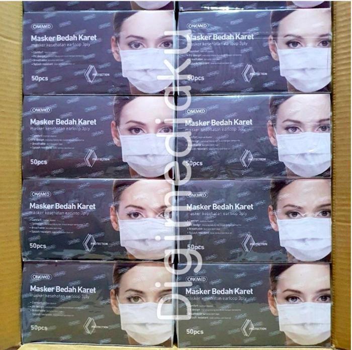 Masker Medis Onemed Earloop 3Ply Grosir 1 Karton Isi 20 Box Masker Karet Onemed Pasti Promo
