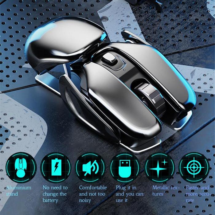 PX2 Gaming Mouse Metal 2.4G Rechargeable Wireless Mute 1600DPI Mouse