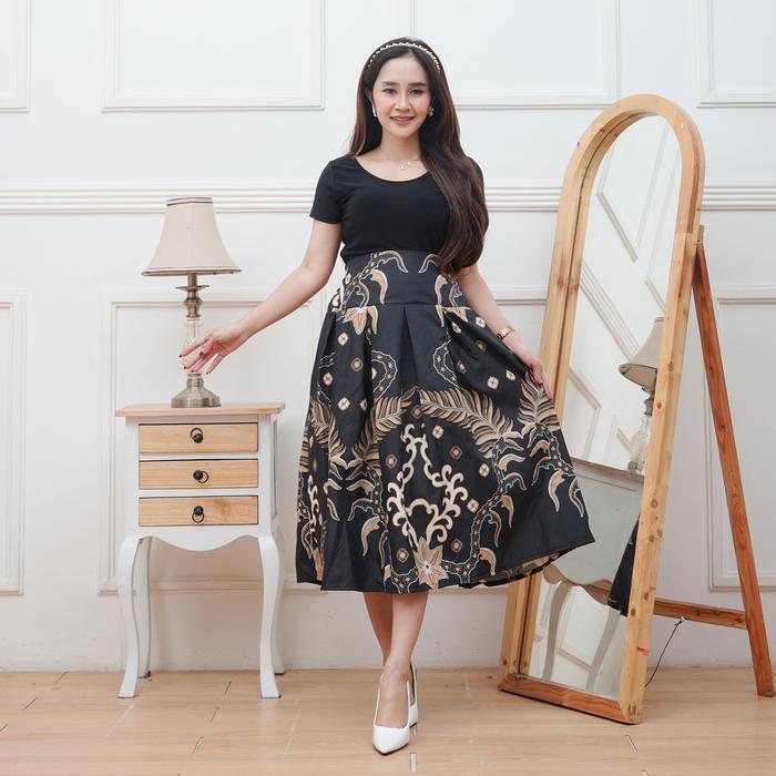 KERIS HITAM TM ROK 7/8 BAWAHAN WANITA ROK BATIK PANJANG 7/8 DEWASA BAHAN KATUN HALUS PREMIUM MODEL M