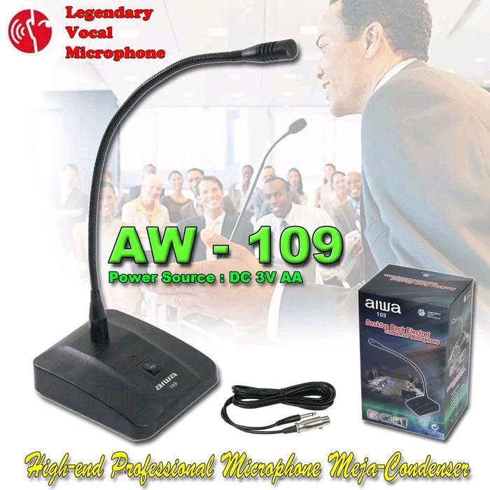 Microphone mic meja aiwa mic podium mimbar aiwa meeting room original