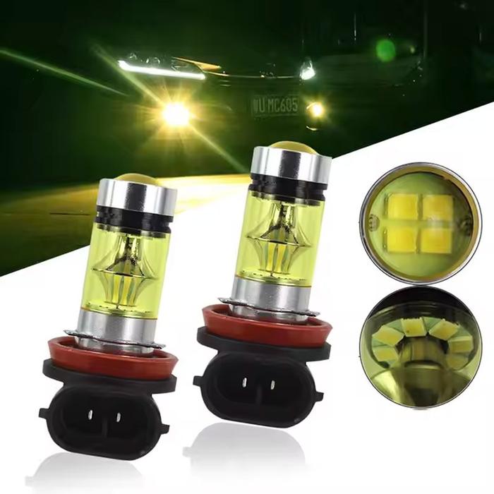 CoCo Lampu Depan LED Kabel Mobil Lampu Kabut LED H11 H8 4300K 100W 1500LM Super Terang Warna Kuning 