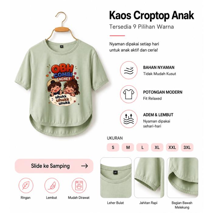 [OBH] Kaos CROPTOP ANAK OBH | Basic Casual KAOS CROPTOP OBH