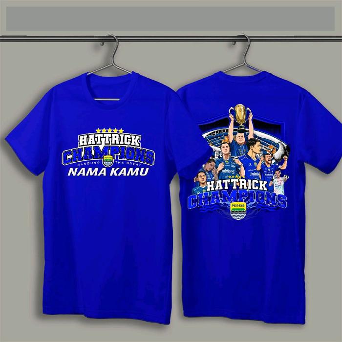 KAOS ANAK DAN DEWASA PERSIB HATRICK JUARA CUSTOM NAMA Baju
