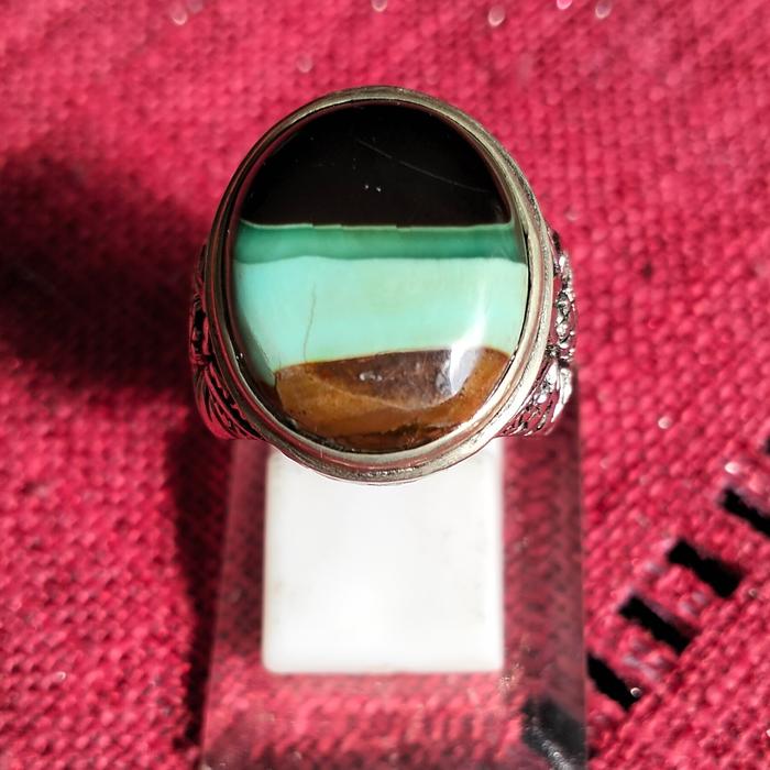 CINCIN BATU AKIK ASLI NATURAL 100% GARUT PANCAWARNA MARSIH - BGT021