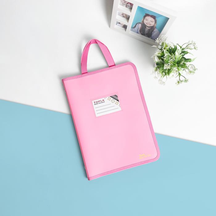 Topla Zipper File 3838 | Map Dokumen Folio A4 Resleting Handle | Map Warna Pastel Aesthetic Korean S