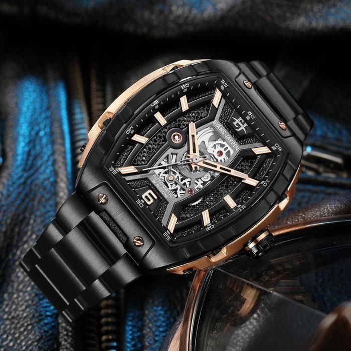 [ DISKON ] JAM TANGAN EVANS JAYDEN JAM TANGAN PRIA 9610 RANTAI AUTOMATIC STAINLESS KACA SAFIR 10ATM