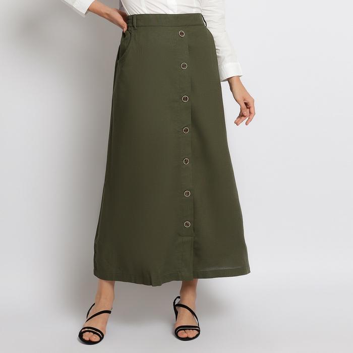 Flamoush Varuna Green Long Skirt Wanita