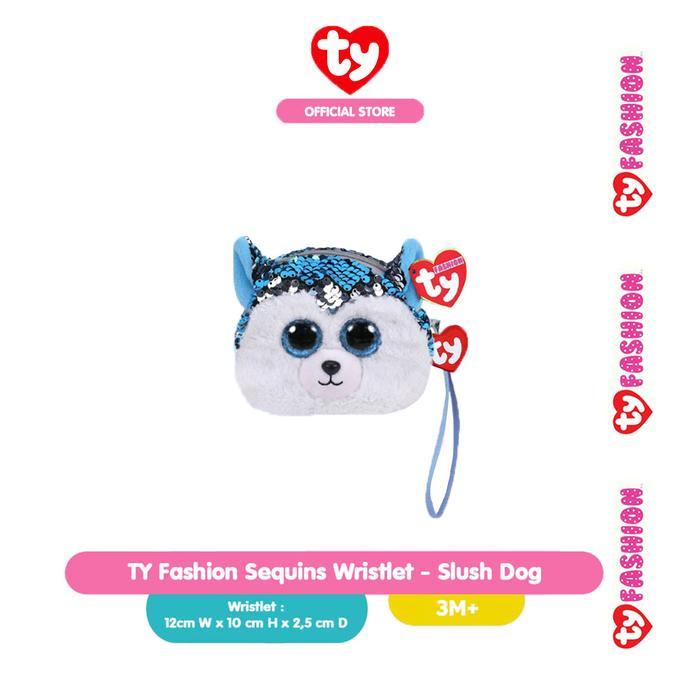 TERMURAH TY Fashion Sequins Wristlet Slush Dog - Tas Boneka Anjing